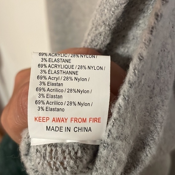 Knit Tunic Sweater Gray Med Glamorous Gray Open Side Sleeveless Mock - Picture 8 of 13